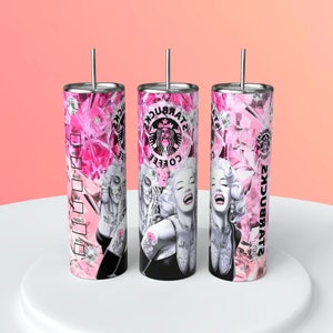 Marilyn Monroe Starbucks Tumbler, bubble gum Personalized Tumbler, Custom Tumbler, Tumbler Cups, Tumbler with Straw