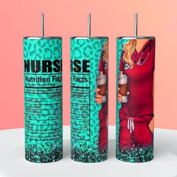 Nutritional Nurse facts 20oz tumbler, nursing school, rn, hard working, hospital jobs, career tumbler, determination, caring