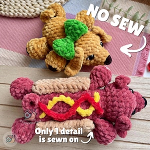 Virkat hundmönster, tax amigurumi PDF, grovt garn valp plyschleksak bild 1