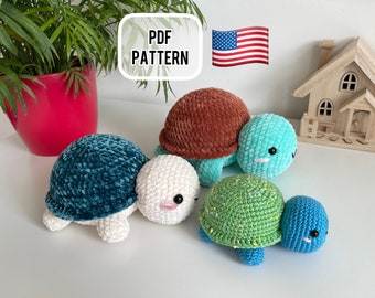 PDF Land Turtle Pattern English PDF pattern Crochet turtle Crochet toys pattern Crochet turtle pattern Crochet toys