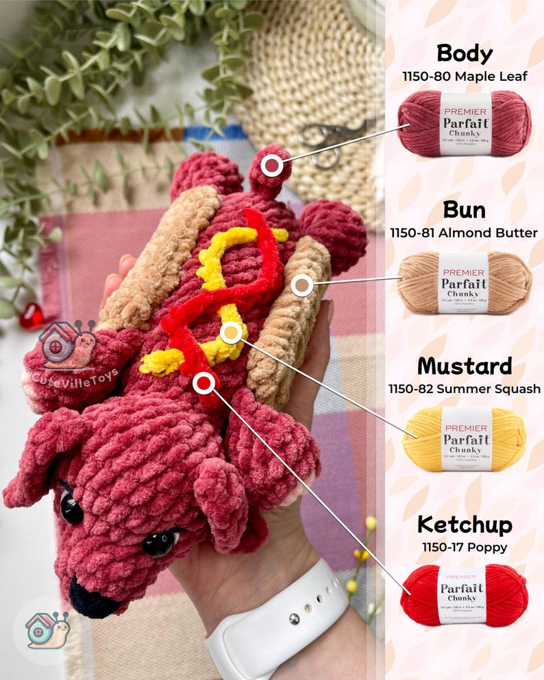 Virkat hundmönster, tax amigurumi PDF, grovt garn valp plyschleksak bild 10