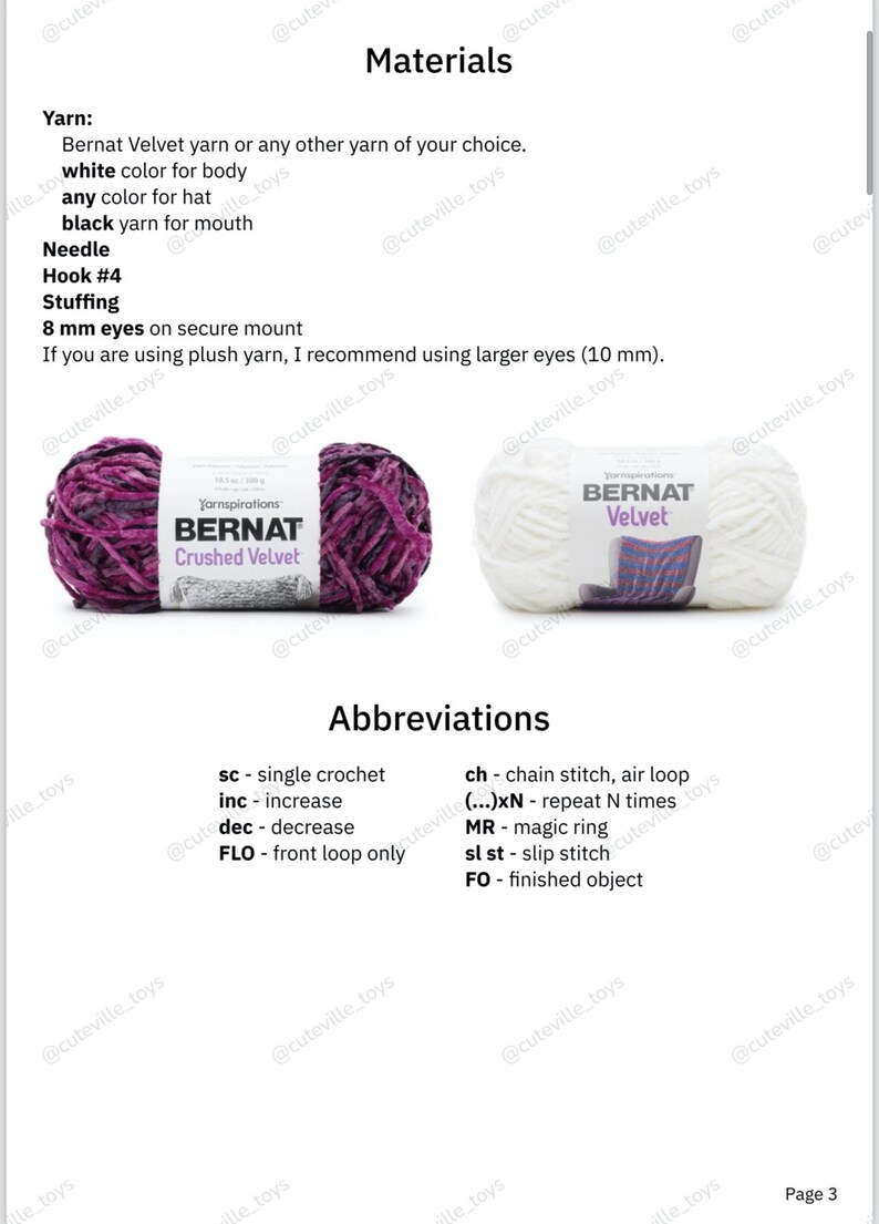 Op de afbeelding: Twee bollen garen, een witte en een paarse, met het Bernat-merketiket. Het garen is ge&euml;tiketteerd als "Velvet" en "Crushed Velvet".