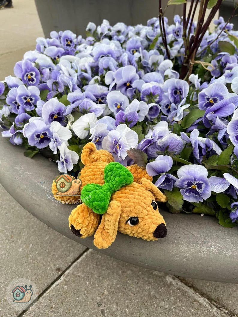 Virkat hundmönster, tax amigurumi PDF, grovt garn valp plyschleksak bild 12
