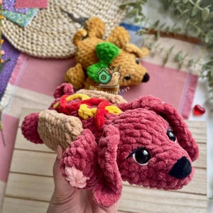 Virkat hundmönster, tax amigurumi PDF, grovt garn valp plyschleksak bild 9