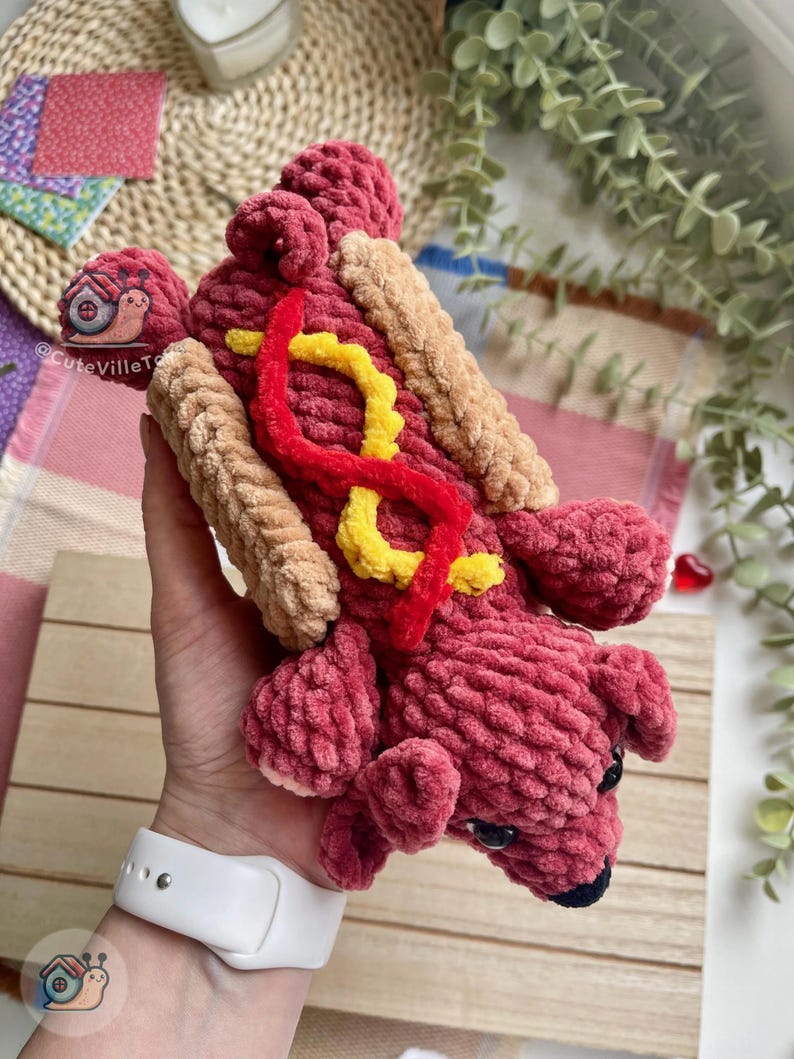 Virkat hundmönster, tax amigurumi PDF, grovt garn valp plyschleksak bild 8