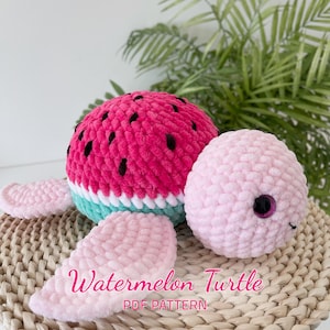 Wassermelonen Schildkröte Häkelanleitung - Amigurumi Schildkröte Anleitung - Obst Häkelanleitung - Anfängerfreundliches PDF Muster (English)