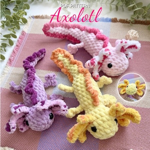 Axolotl Crochet Pattern - Cute Amigurumi Plush Toy, No Sew, Beginner-Friendly Crochet Design, Stuffed Animal, Handmade Gift for Kids
