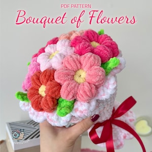Blumenstrauß Häkelanleitung - Amigurumi Puff Blumen - Easy Spring Floral Plüschtier - Wohnkultur - Hochzeitsgeschenk (PDF auf Englisch)