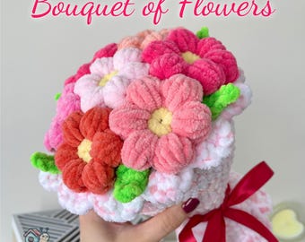 Bouquet of Flowers Crochet Pattern - Amigurumi Puff Flowers - Easy Spring Floral Plush Toy - Home Decor - Wedding Gift (PDF in English)