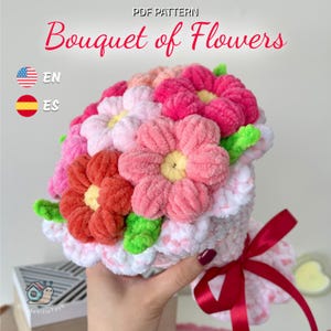 Patrón de Ramo de Flores a Crochet – Flores Puff Amigurumi (PDF en Inglés y Español)