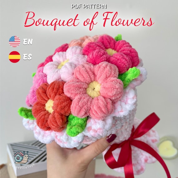 Häkelanleitung für Blumenstrauß – Amigurumi Puff Flowers (PDF auf Englisch und Spanisch)