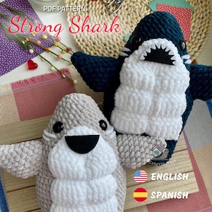 Virkmönster för stark haj - Amigurumi plyschleksak (PDF på engelska och spanska)
