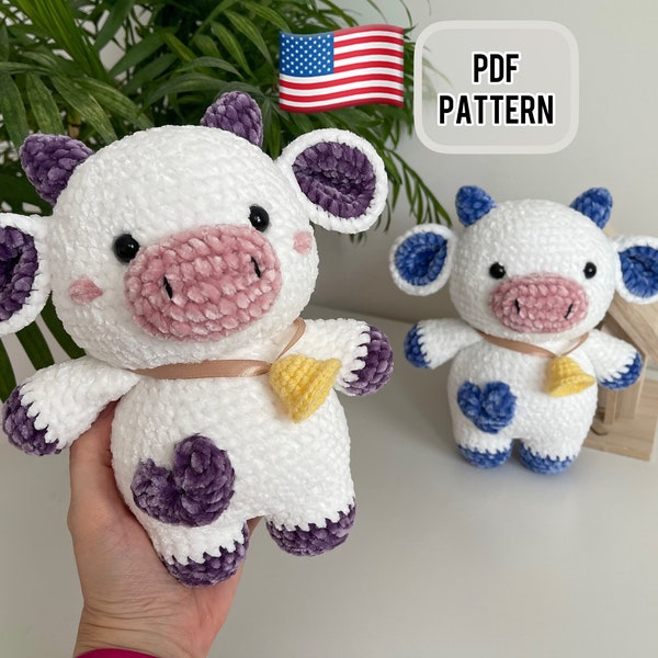 Cow Crochet Cow PDF English pattern Master Class Cow crochet pattern Amigurumi pattern Crochet toys pattern Plush pattern Crochet pattern