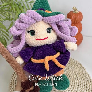 Cute Witch Crochet Pattern - Amigurumi Witch Doll, Amigurumi Magic Crochet, Halloween Witch (PDF, English)