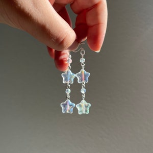 Iridescent Glass Star Earrings