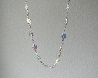 Iridescent Starlight Necklace with Czech glass beads