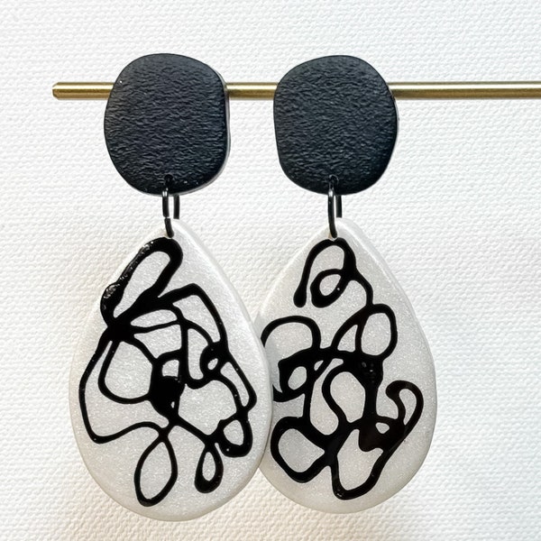 Feeling Artsy | White and Black Clay Earring | Hand Made | Occasion Earring | Gift