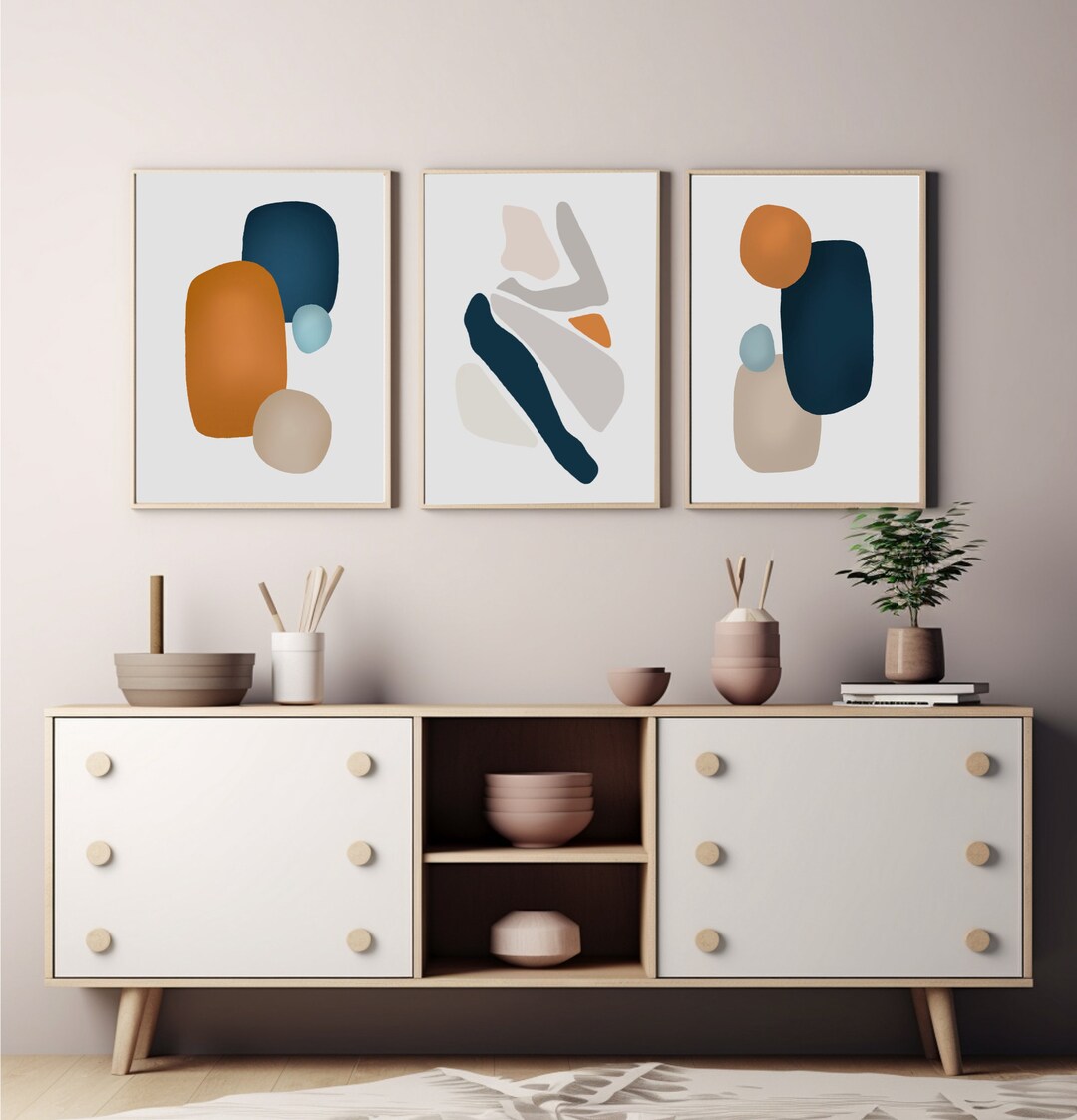 Modern Abstract Art Scandinavia Style Neutral Abstract Gallery Art Set ...