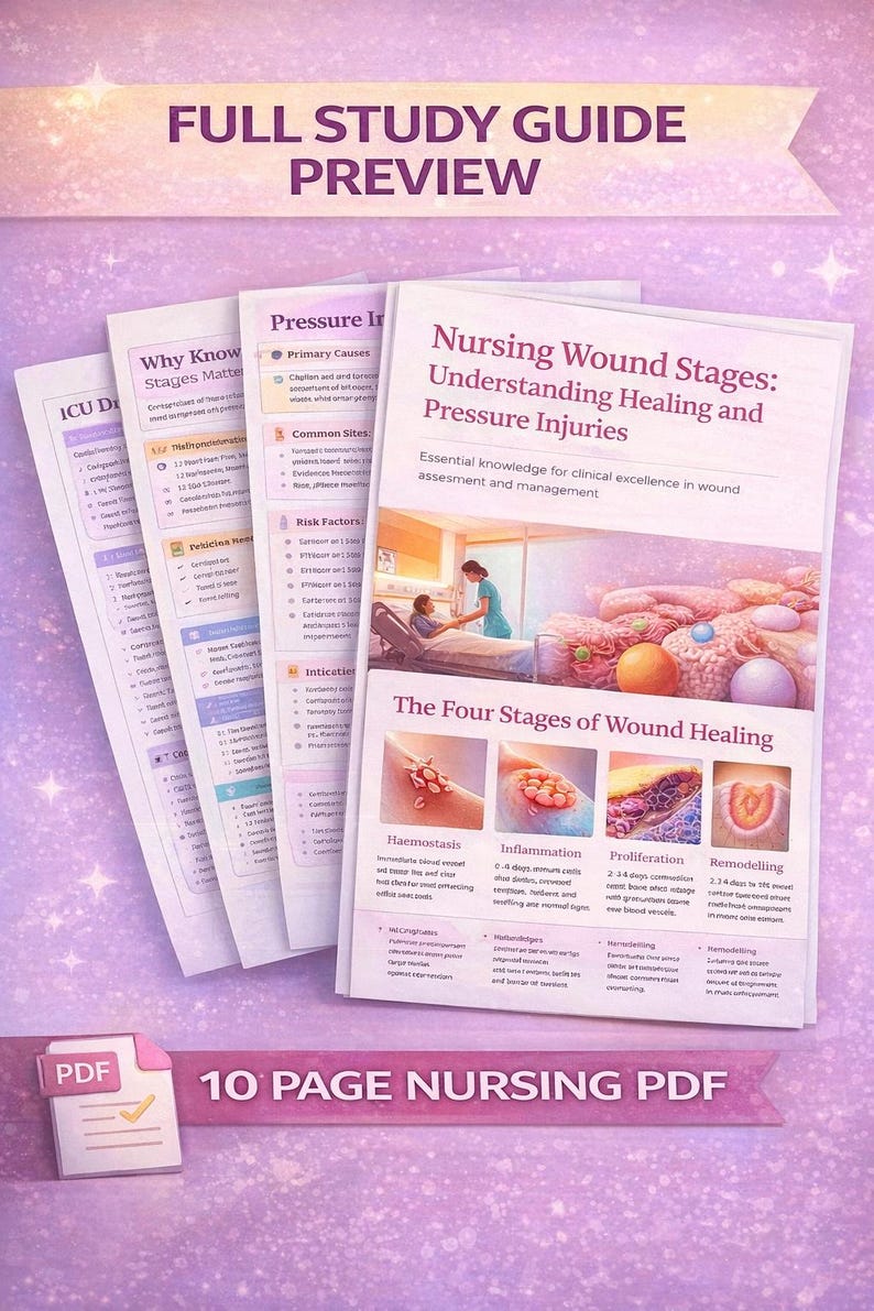 Wound Care Nursing Study Guide | Pressure Injury Stages, Healing Phases ...