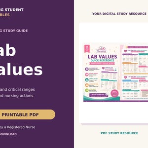 Nursing Lab Values Cheat Sheet, Normal and Critical Ranges, NCLEX Reference PDF