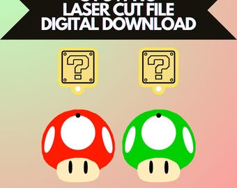 Brincos Power Up Mush em SVG e PNG | Arquivo Digital Apenas! Para Corte a Laser e Mais