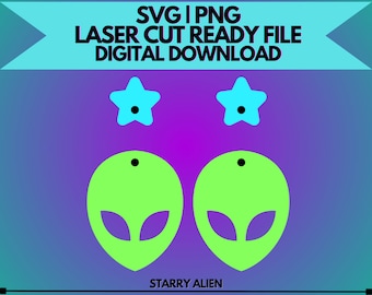 SVG e PNG de Alienígena Estrelado | Arquivo Digital Apenas! Para Corte a Laser e Muito Mais