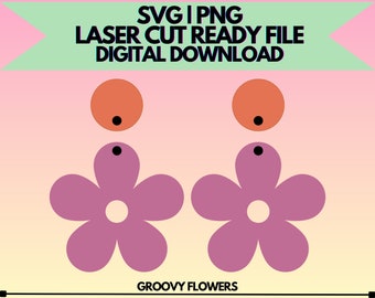 Flores Groovy em SVG e PNG | Arquivo Digital Apenas! Para Corte a Laser e Muito Mais