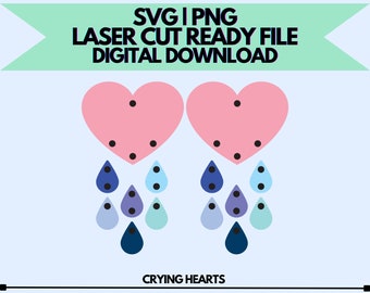 Corações Chorando SVG e PNG | Arquivo Digital Apenas! Para Corte a Laser e Mais