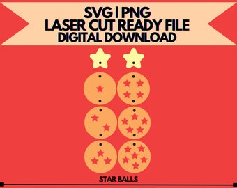 Bolas de Estrelas SVG e PNG | Arquivo Digital Somente! Para Corte a Laser e Mais