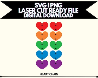 SVG e PNG de Corrente de Corações | Arquivo Digital Apenas! Para Corte a Laser e Mais