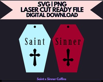 Caixões Saint x Sinner SVG e PNG | Arquivo Digital Apenas! Para Corte a Laser e Mais