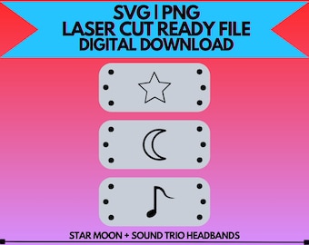 スタームーン + サウンド忍者ヘッドバンド SVG & PNG | デジタルファイルのみ！レーザーカットなどに