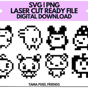Tama Pixel Friends SVG & PNG | Digital File Only! For Laser Cutting and More