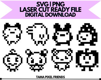 Tama Pixel Friends SVG e PNG | Arquivo digital apenas! Para corte a laser e muito mais