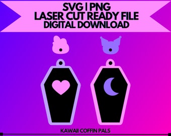 Kawaii Coffin Pals SVG e PNG | Arquivo Digital Apenas! Para Corte a Laser e Mais