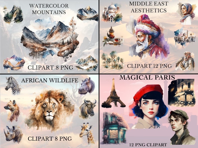 Grand Clipart Bundle Watercolor Clipart Bundle Lion Png - Etsy