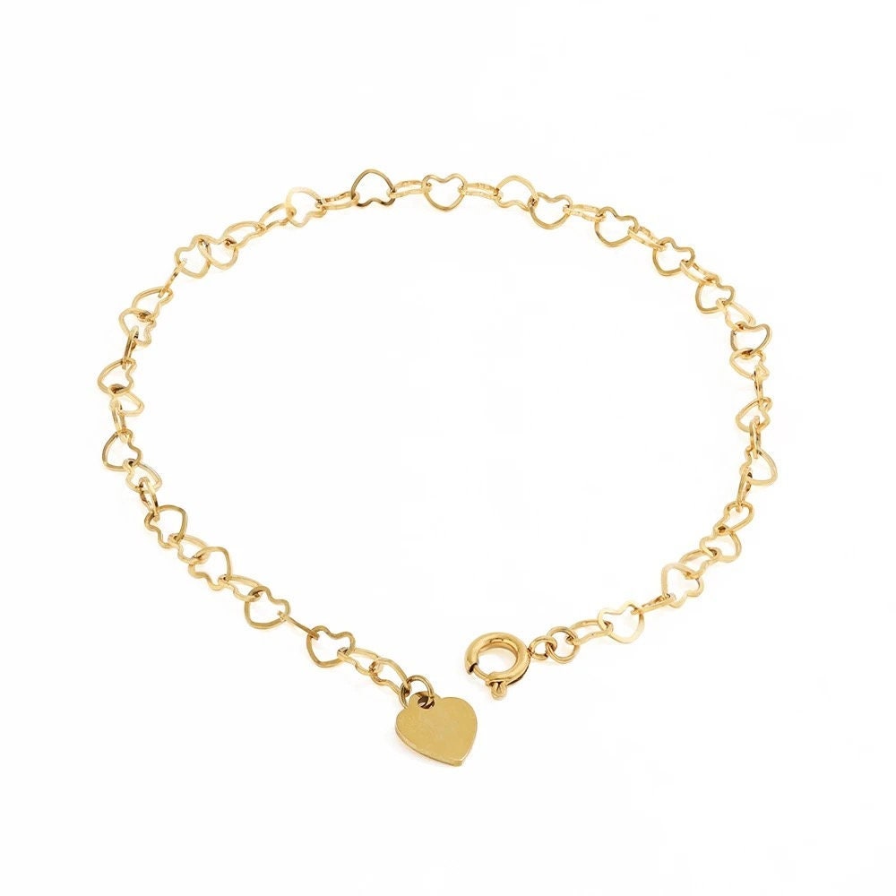 18K PVD Gold Plated Tarnish Free & Waterproof Dainty Hollow Hearts 