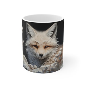 Coffee mug, Winter Fox, Ice Wall, X-Mas Mug, Wildlife Forrest, Fox mug, Cera mic Mug 11oz
