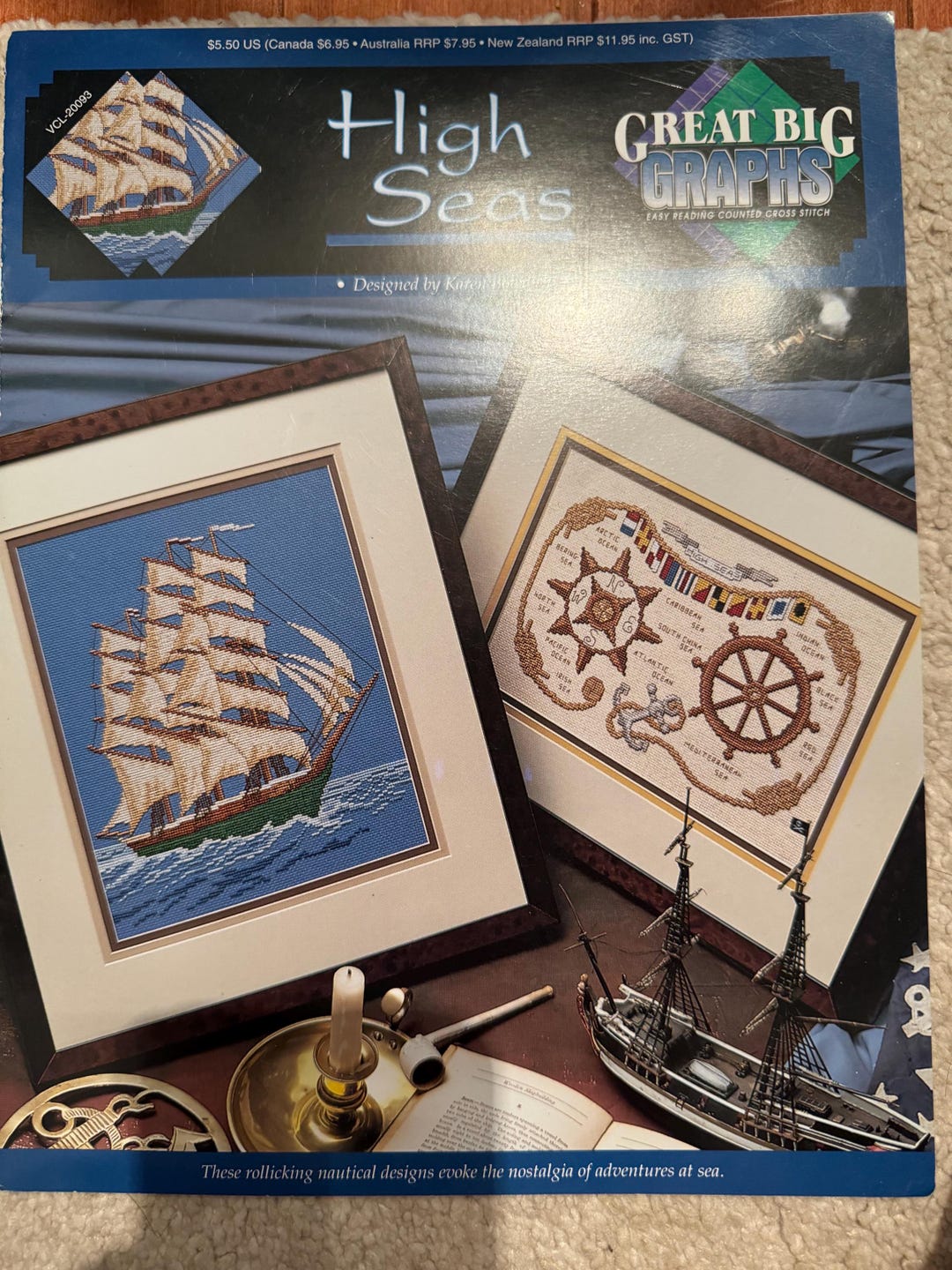 Clipper Ship Pattern High Seas Clipper Ship & Nautical Piece Great Big Graph Cross Stitch ...