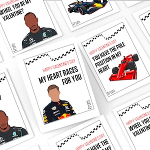 Dia dos Namorados Fórmula 1 | Download Digital | Conjunto de 4 cartões de dia dos namorados para impressão | Dia dos Namorados Tema F1
