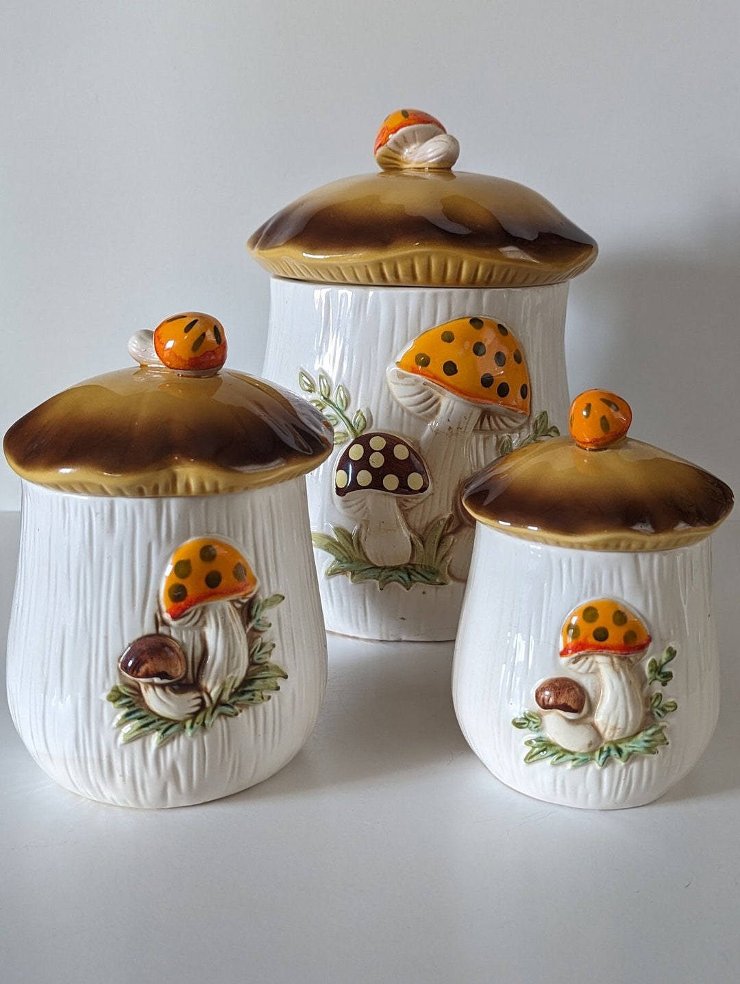 Vintage merry Mushroom Sears 3piece Canister Set From the 70s Etsy