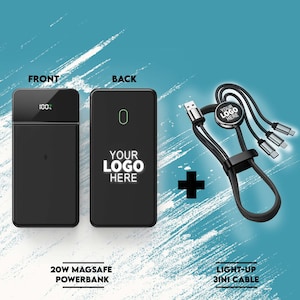 Customized Powerbank and Charging Cable, Mag Safe PowerBank, Samsung, Apple Powerbank and 3in1 Charging Cable, Corporate Bundle, Gift Bundle