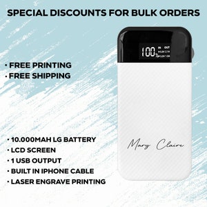 Personalized 10000 mAh Smart External Power Bank, Fast Phone Charger, LCD Screen Charger, Customized Engraved PowerBank, Promotional Charger