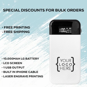 Customized 10000 mAh Smart Charger Power Bank, Fast Phone Charger, LCD Screen Charger, Customized Engraved PowerBank, Promotional Charger