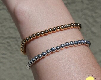 14K Gold Plated or Silver Bracelet | Bead Bracelet | Bracelet Stack | Birthday Gift | Mother&#39;s Day | Bracelet Set for Women | Stacking Set
