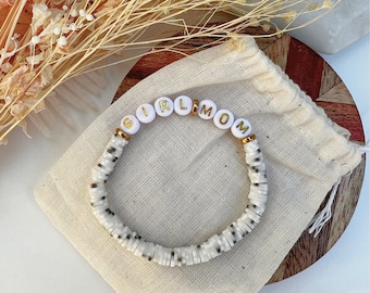 GIRL MOM Bracelet | Bead Bracelet | Custom Word Bracelet | Personalized Bracelet Stack | Mothers Day Gift | Baby Shower Gift