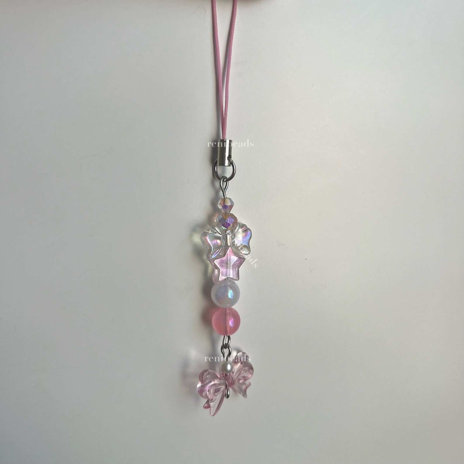 Pink Phone Charm Cute Beaded Keychain Aesthetic Phone Straps Y2k Star