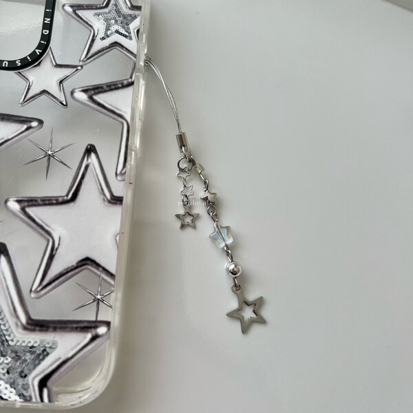 Star Phone Charm Y2k Keychain Chrome Dainty Keychain Gifts For Him Her “Shooting Star”