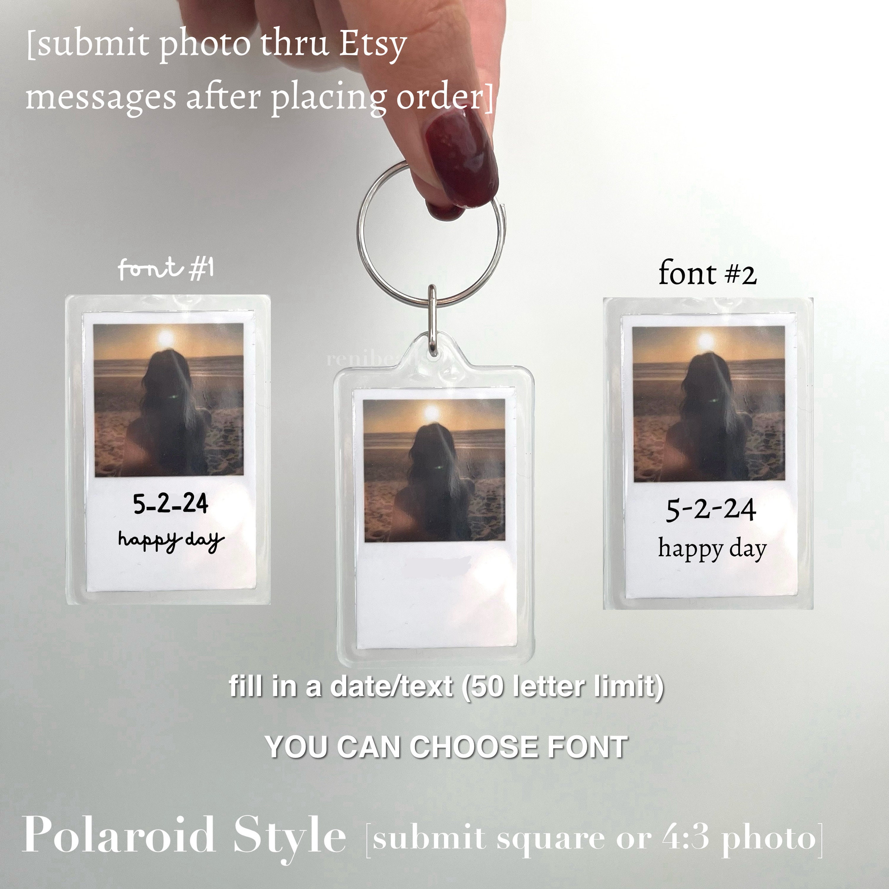 Personalized Polaroid Photo Keychain Custom Gift For Anniversary Keepsake,  Cute Polaroid Photo Keychain, Picture Charm Stocking Stuffer Gift