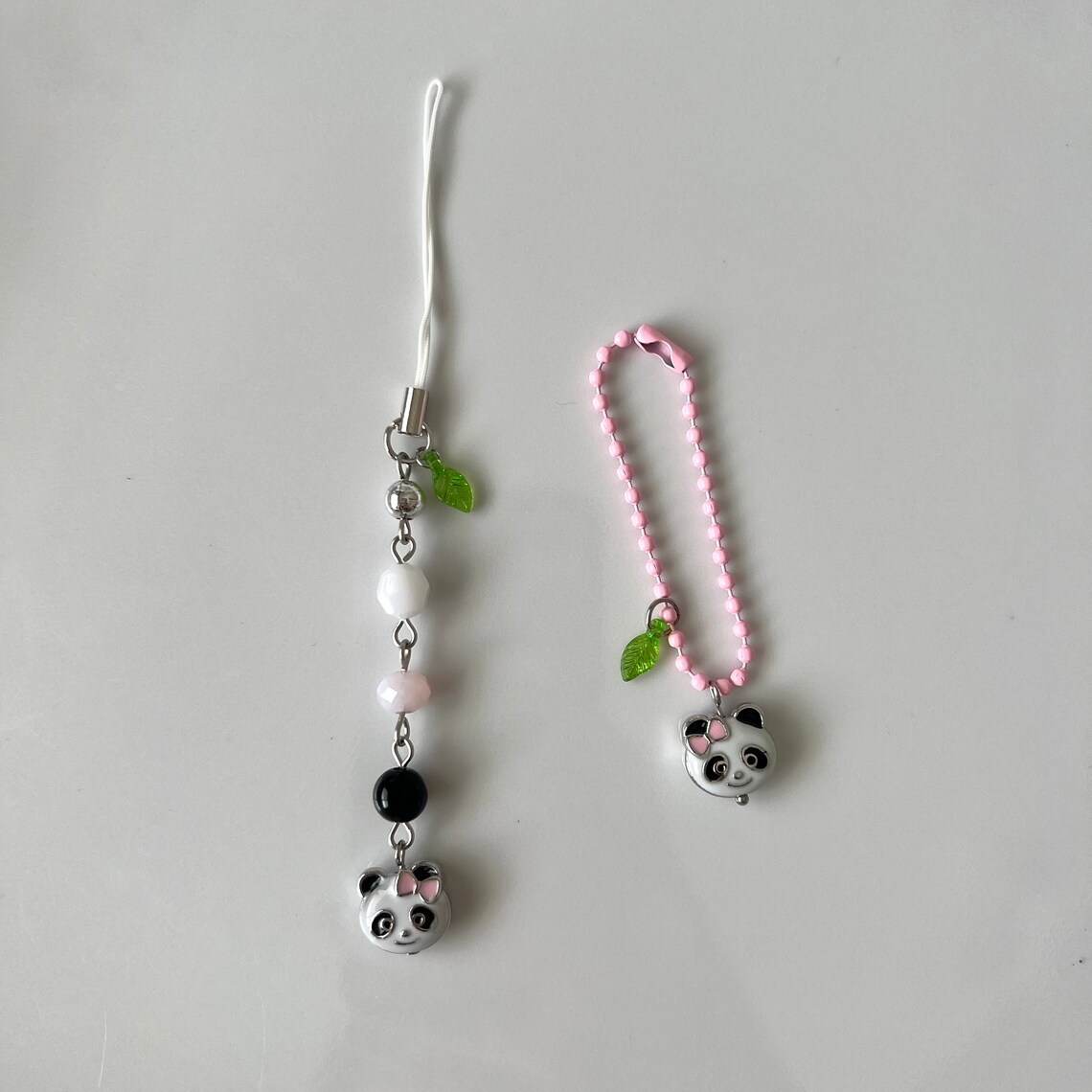 Pink Panda Phone Charm Heisei Retro Beaded Keychain for Collect Books ...